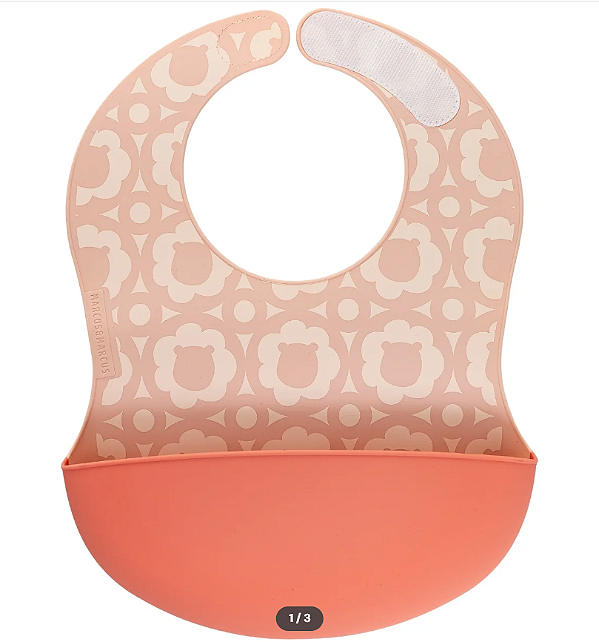 Babador de Silicone Grande Cobertura Total Coral - Marcus & Marcus