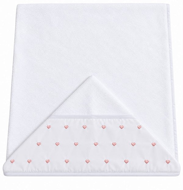 Toalha de Banho com Capuz Kids Bordado Coração Rosa