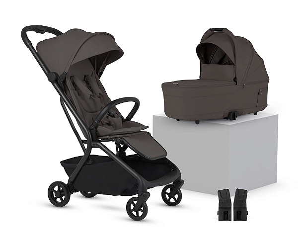 Carrinho de Bebê Compacto Nia Chocolate com Moíses - Silver Cross