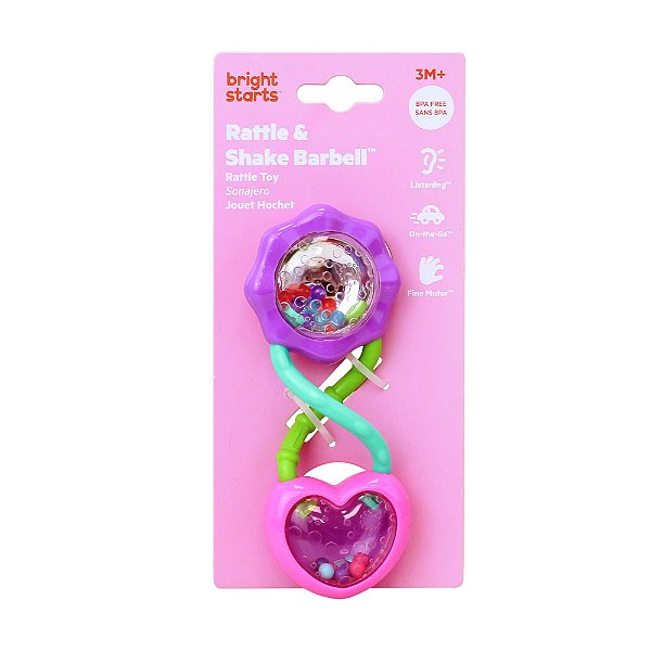 Chocalho Rattle & Shake Barbell Rosa e Roxo - Bright Starts