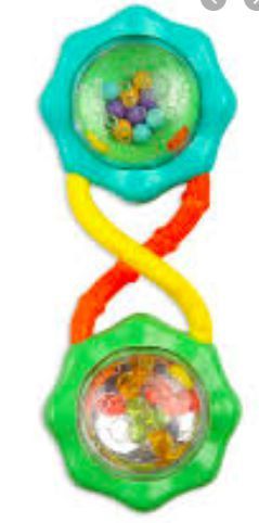 Chocalho Rattle & Shake Barbell Azul e Verde - Bright Starts