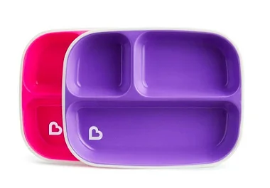 Kit 2 Pratos com Divisórias Splash Roxo e Rosa - Munchkin