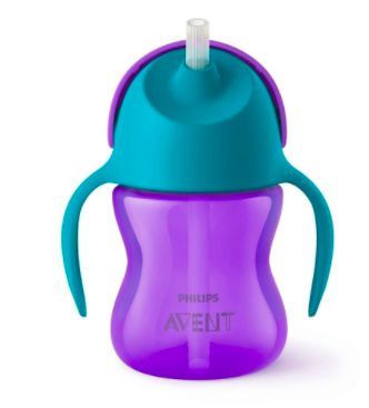 Copo Dinossauro C/ Canudo Curvado Roxo e Azul 200ml SCF796/02 - Avent
