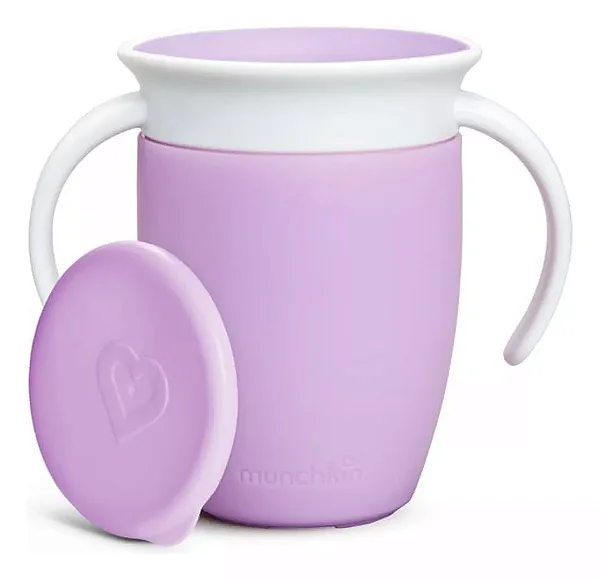 Copo 360 com Alça e Tampa Roxo 207 ml - Munchkin