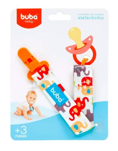 Prendedor de Chupeta Elefantinho Laranja - Buba