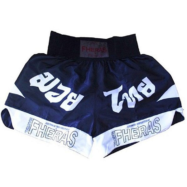Short de Muay Thai Poliéster Preto/Branco