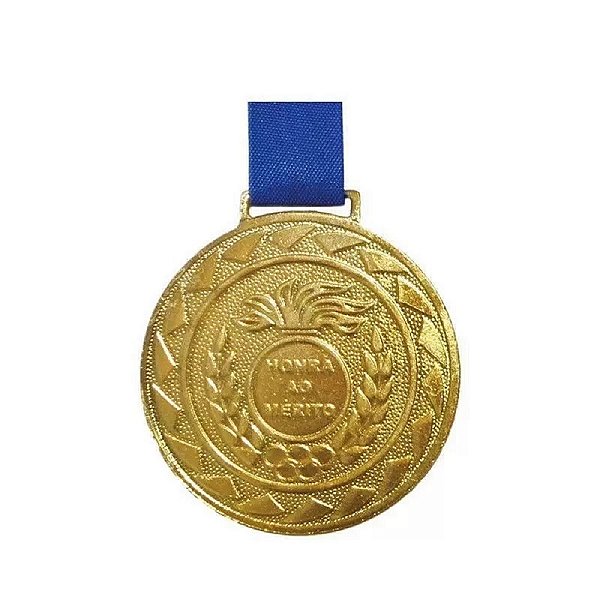 Medalha dourada com fita 60mm