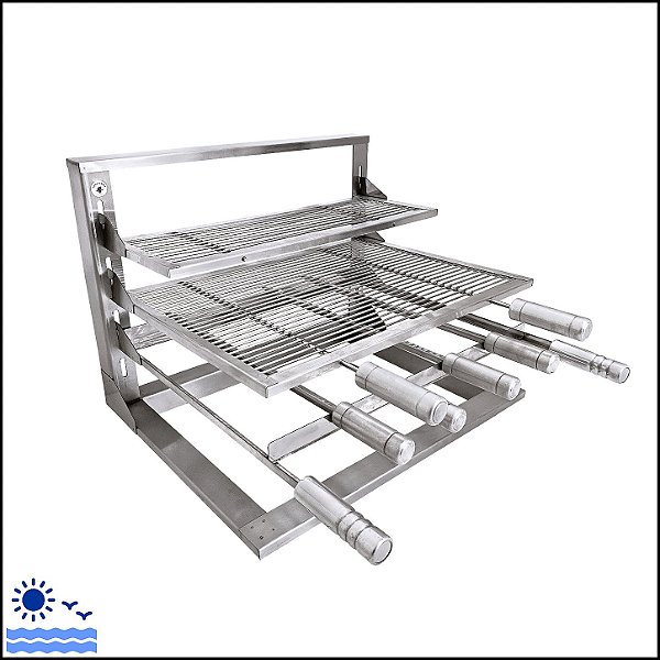 Suporte L Completo com Grelhas Aramada 50x40cm Inox 304