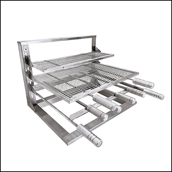 Suporte L Completo com Grelhas Aramada 70x40cm Inox 430