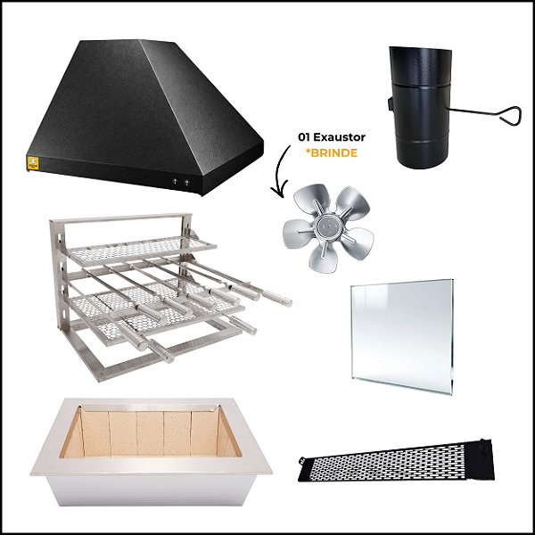 Kit Churrasqueira Gourmet Completa para Apartamento - 2 Águas Preta