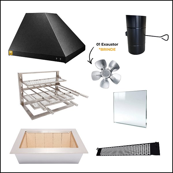 Kit Churrasqueira Gourmet Completa para Apartamento - 2 Águas Preta