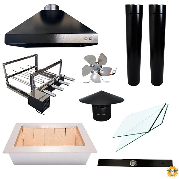 Kit Churrasqueira Gourmet Completa - 3 Águas Preta - Grill Elétrico