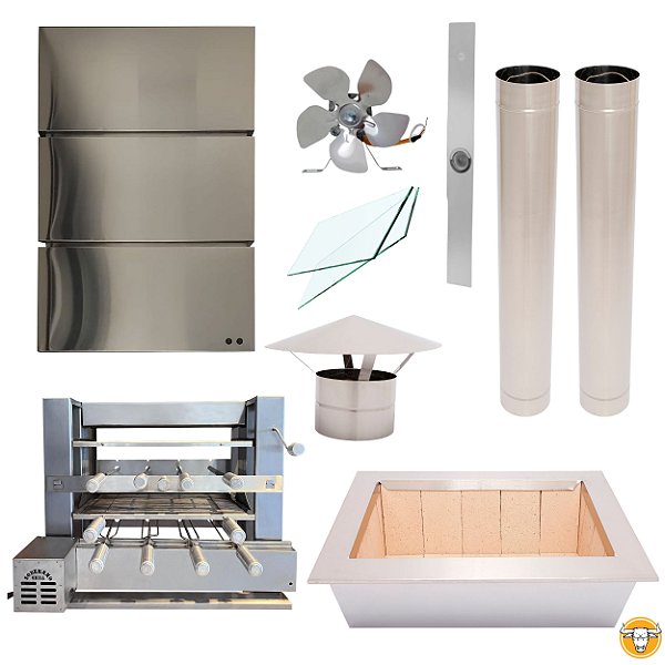 Kit Churrasqueira Gourmet Completa - Gomada Inox 430 - Grill Elevatório