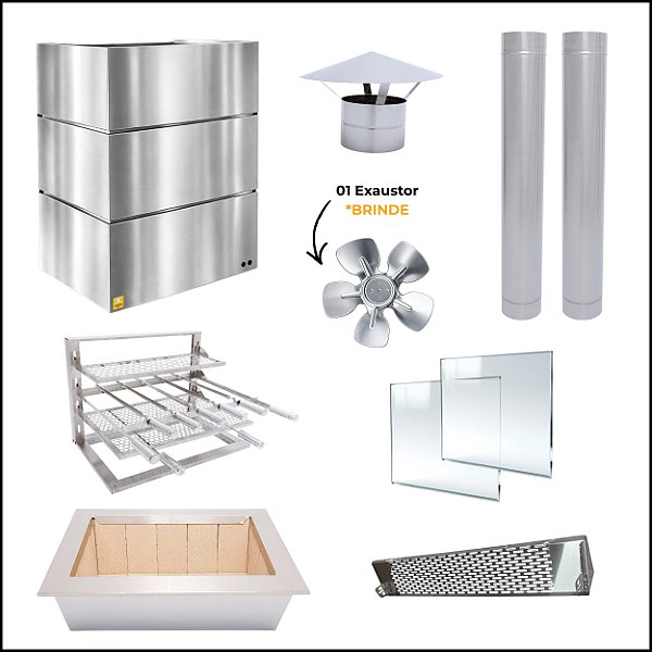 Kit Churrasqueira Gourmet Completa - Gomada Inox 430 - Suporte L