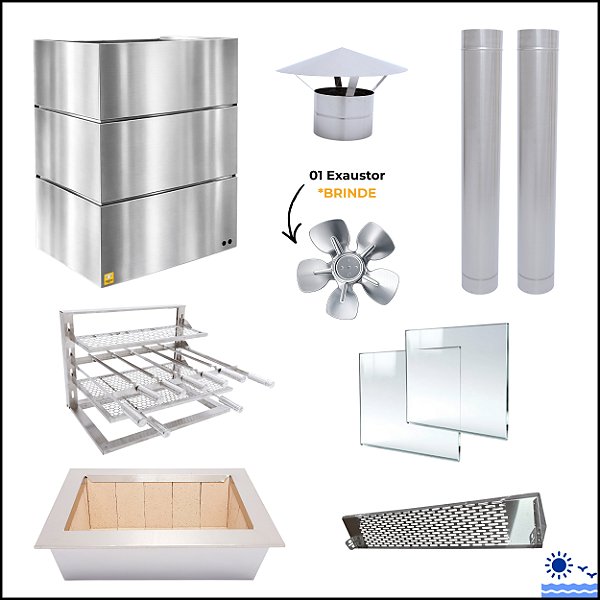 Kit Churrasqueira Gourmet Completa - Gomada Inox 304 - Suporte L