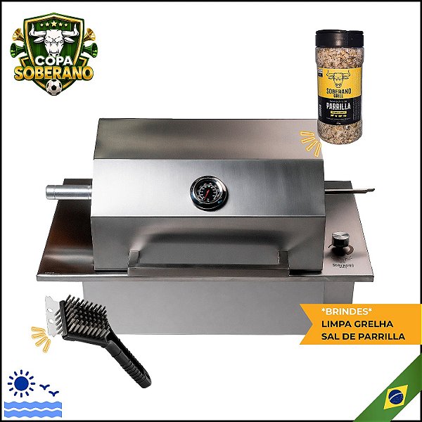 COPA - Churrasqueira Elétrica PREMIUM INOX 304 - Com Tampa Abafadora + BRINDE