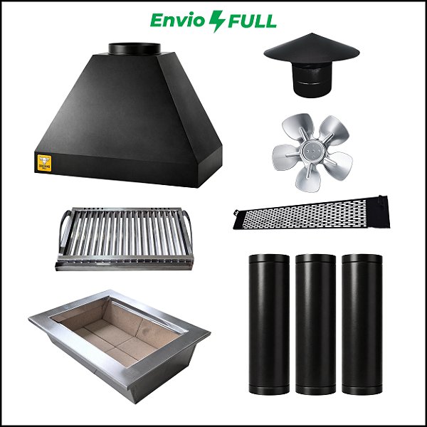 Kit Churrasqueira Gourmet Econômica 60cm + Grelha argentina