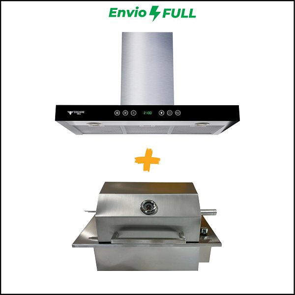 Combo Churrasqueira Elétrica Premium + Exaustor Aria Touch com sensor de aproximação