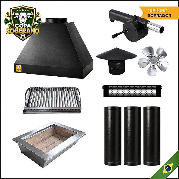 Kit Churrasqueira Gourmet Econômica 60cm + Grelha argentina + BRINDE