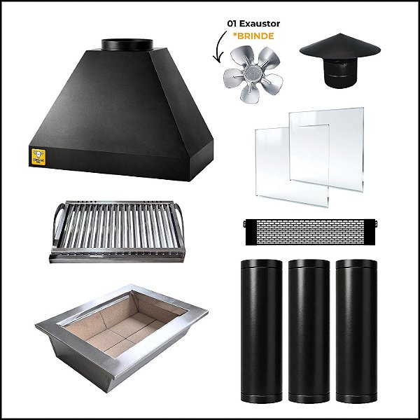 Kit Churrasqueira Gourmet Econômica 60cm + Grelha argentina