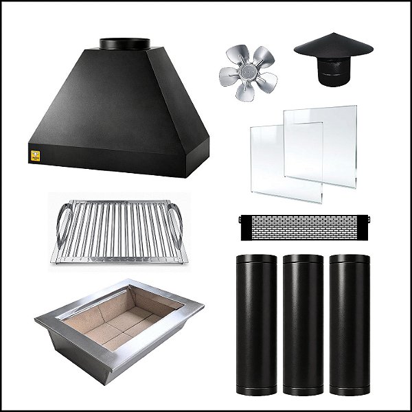 Kit Churrasqueira Gourmet Econômica 60cm com Grelha Parrilla