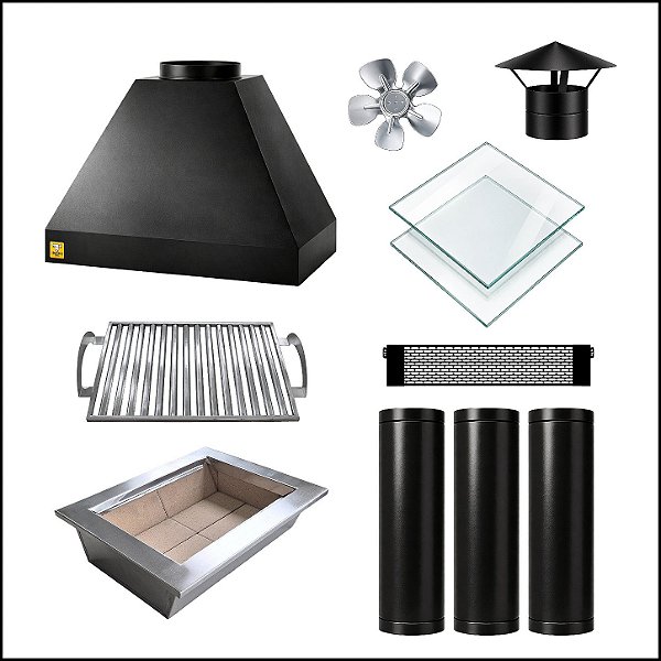 Kit Churrasqueira Gourmet Econômica 60cm com Grelha Parrilla