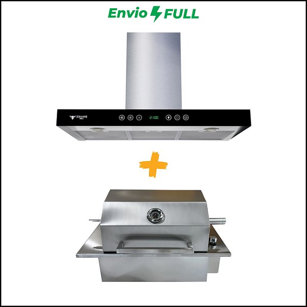 Combo Churrasqueira Elétrica Premium + Exaustor Aria Touch com sensor de aproximação