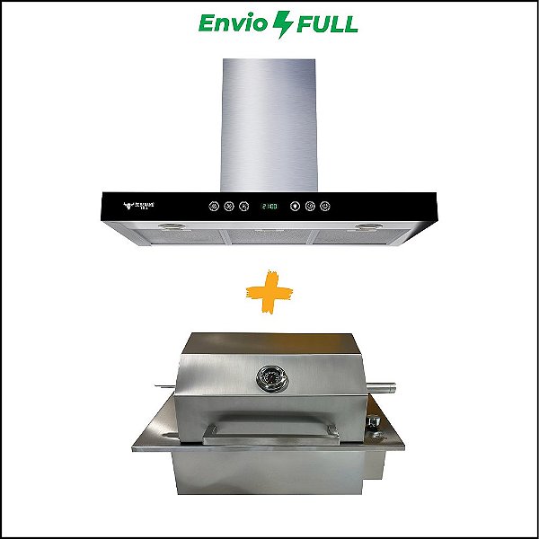 Combo Churrasqueira Elétrica Premium + Exaustor Aria Touch com sensor de aproximação
