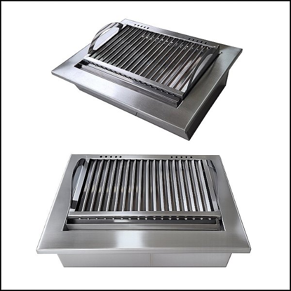 Braseiro Térmico modelo cooktop + Grelha Parrila de Embutir