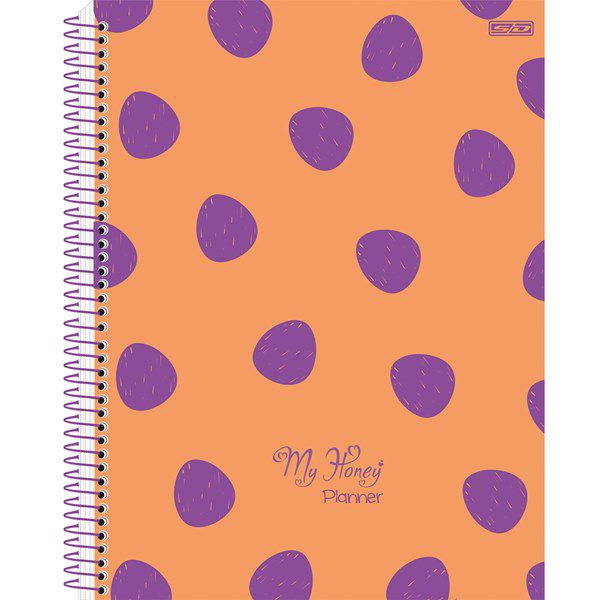 Agenda permanente planner honey esp sd 135012  possui visão semanal e muitos conteúdos para se organizar e guardar de recordação. O miolo é decorado, colorido e super divertido, com espaços para planejar o dia a dia.