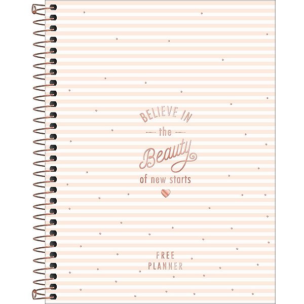 Agenda Permanente Planner Soho M7 Tilibra 304549  O produto, com visão anual, mensal e semanal, folhas para anotações, capa dura metalizado, acabamento em espiral colorido, miolo com 80 folhas em gramatura 90 g/m²,adesivos e bolsa de papel.