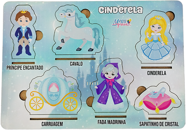 Brinquedo Educativo Tabuleiro Encaixe Cinderela Mdf - Mega Impress