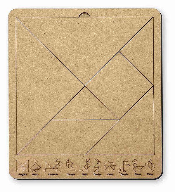 Tangram Em Madeira Natural 20x18cm Brinquedo Educativo - Mega Impress