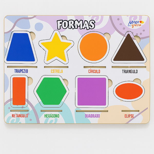 Brinquedo Educativo Tabuleiro Encaixe Formas Mdf - Mega Impress