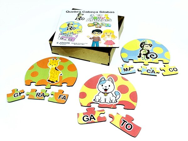 Kit 10 Jogos Quebra Cabeça Infantil Animais Educativo Mdf