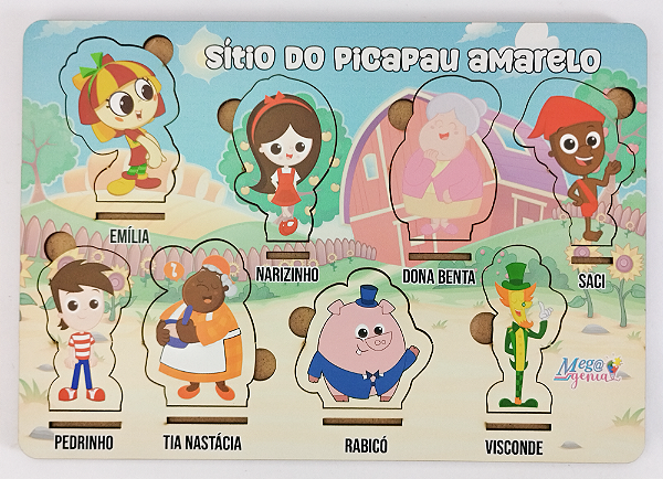 Brinquedo Educativo Tabuleiro Encaixe Sítio Do Picapau Amarelo Mdf - Mega Impress