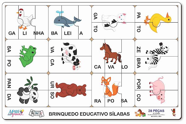 Kit 10 jogo quebra cabeca infantil animais educatico mdf