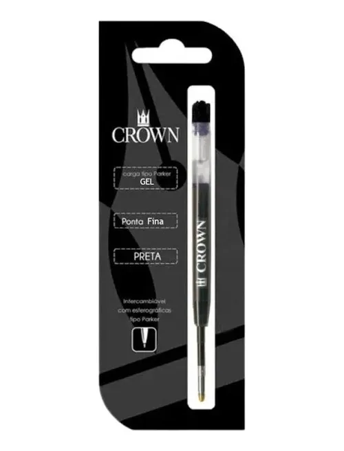 Carga p/ caneta gel crown 1.0 ca 17004p preta