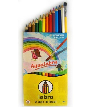 Lápis de Cor Aquarelável 12 Cores Labra com pincel