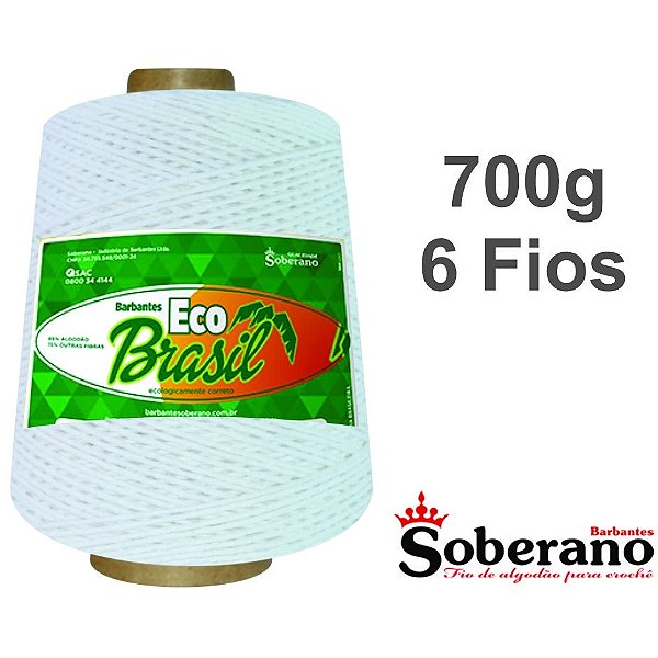 Barbante 700g Fio 6 Soberano Branco 580m crochê trico