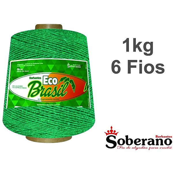 Barbante 1 kg Fio 6 Soberano Verde Bandeira crochê trico