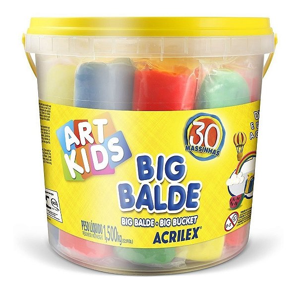 Massa Modelar Big Balde C/30 Massinhas Soft Art Kids Acrilex
