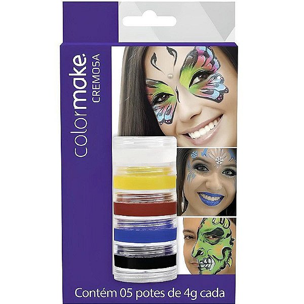 CARTELA TINTA FACIAL CREMOSA COM 5 CORES COLOR MAKE