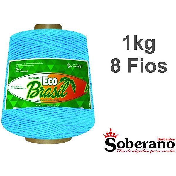 Barbante 1 kg Fio 8 Soberano Turquesa crochê trico