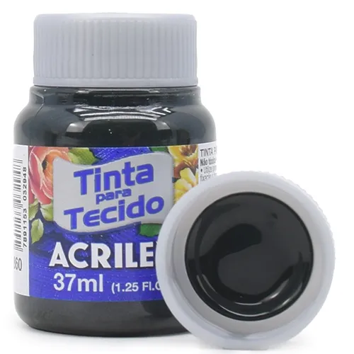 Tinta P/ Tecido 37ml Acrilex Preto 520 4140