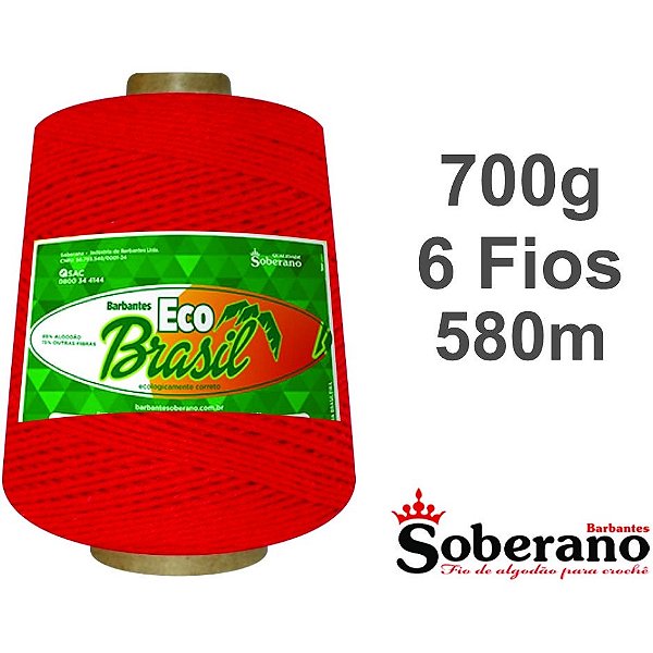Barbante 700g 580 m Fio 6 Soberano Vermelho crochê trico