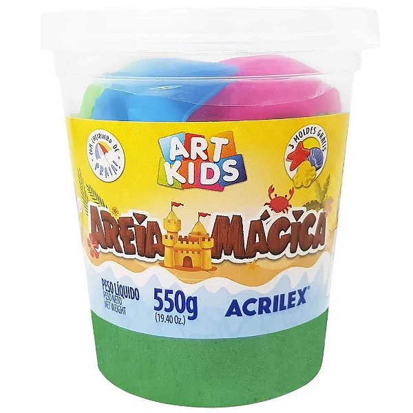 Pote Areia Mágica Cinética Verde 550g Acrilex