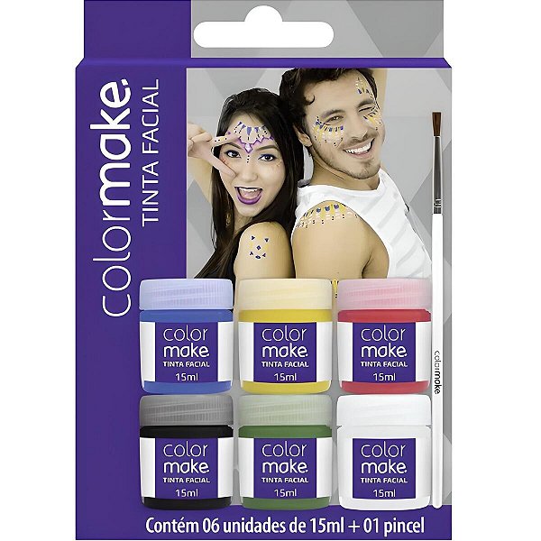 CARTELA LÍQUIDA COM 6 CORES + PINCEL COLOR MAKE