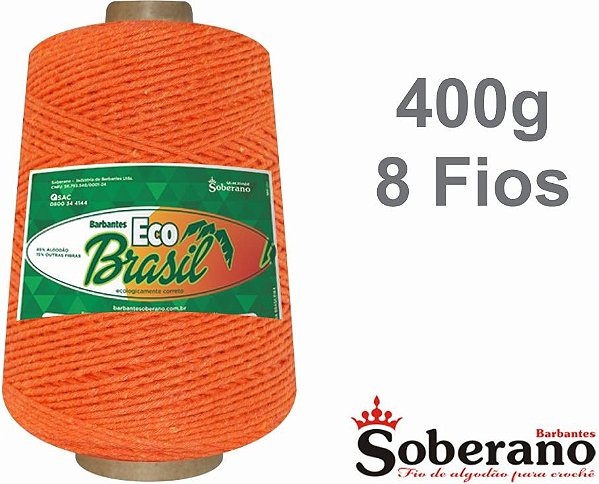 Barbante 400g 470m Fio 8 Soberano Laranja crochê trico