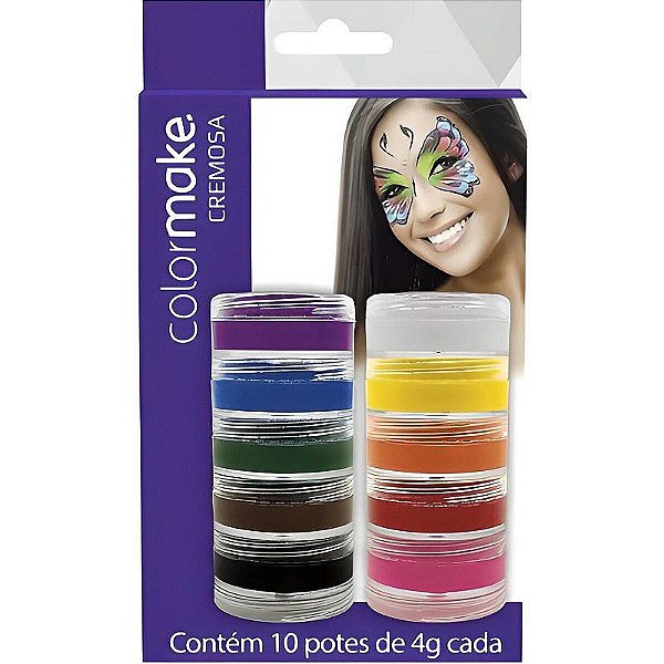 KIT TINTA FACIAL CREMOSA 10 CORES COLOR MAKE